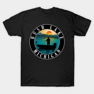 Bush Lake Fishing Michigan Sunset T-Shirt